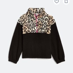 Brown and Black Leopard Print Sweatshirt with Mock Neck